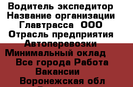 Водитель-экспедитор › Название организации ­ Главтрасса, ООО › Отрасль предприятия ­ Автоперевозки › Минимальный оклад ­ 1 - Все города Работа » Вакансии   . Воронежская обл.,Воронеж г.